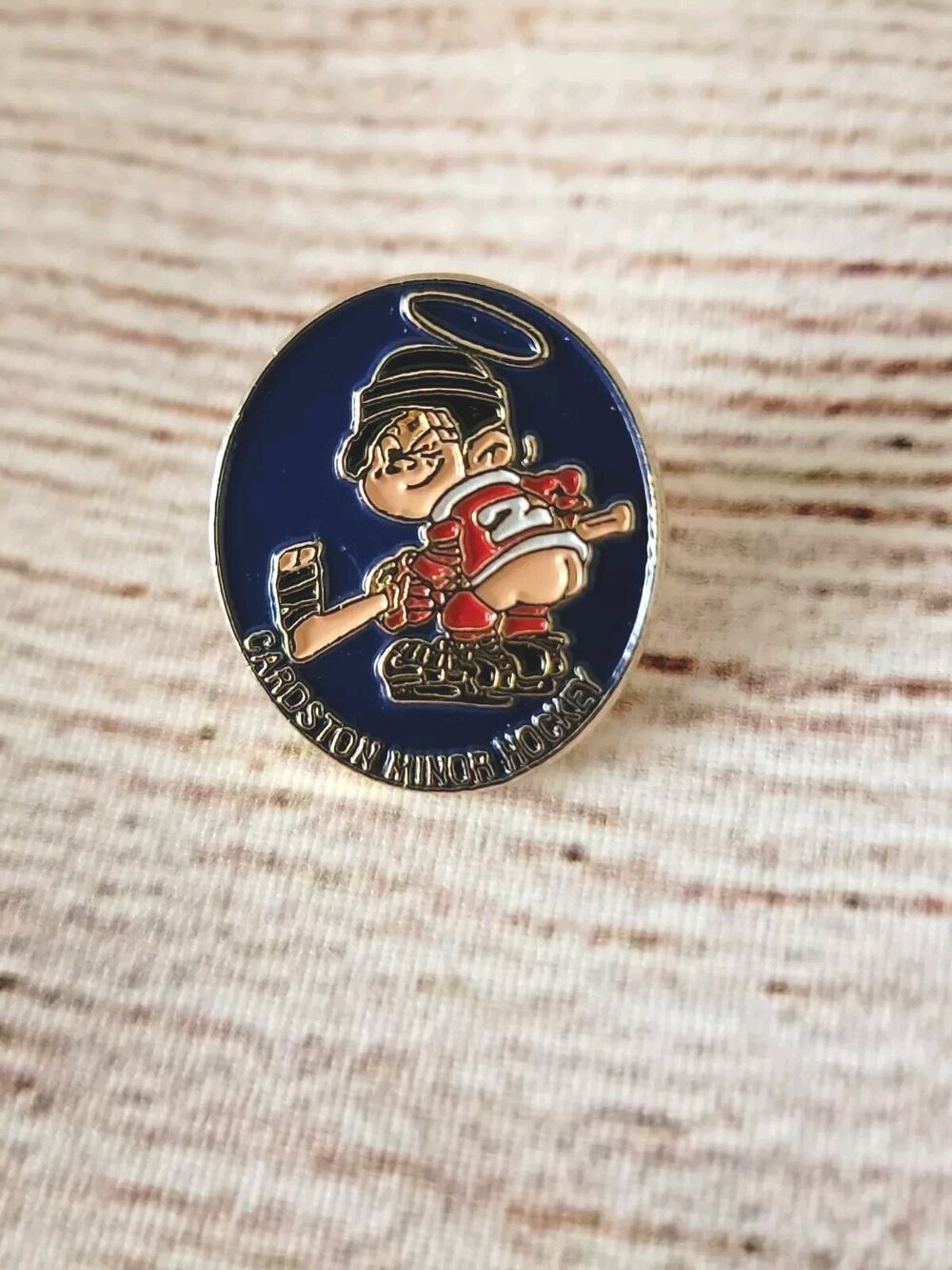 Hockey Butt Mooning Cardston Minor Lapel Hat Pin Vintage